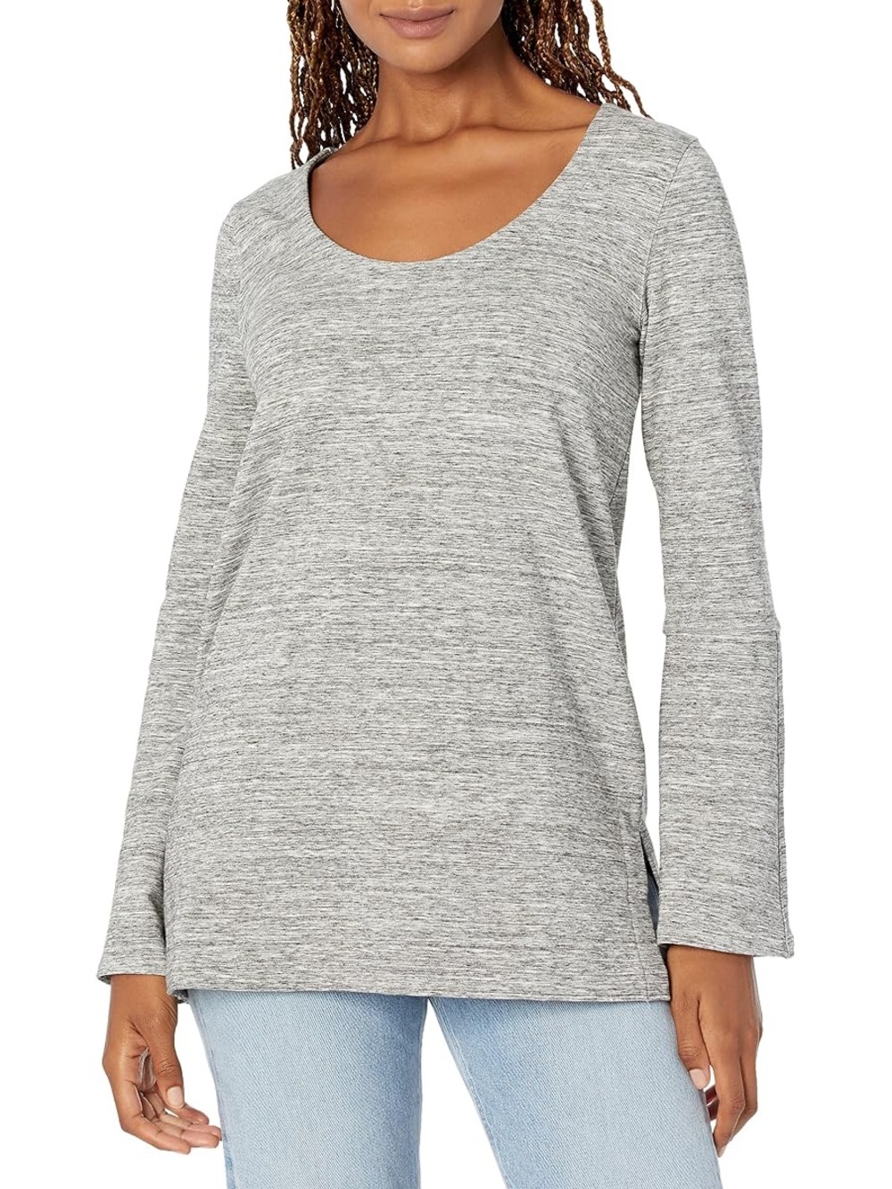 Daily Ritual Heather Gray Scoop Neck Long Sleeve Tunic